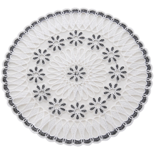 土耳其进口时尚美式餐桌布艺杯垫 床头柜台灯圆形小桌旗 蕾丝坐垫