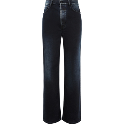 032c 男士深色基础款宽松阔腿直筒牛仔裤