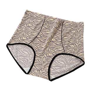 豹纹内裤女士冰丝丝滑无痕大码胖mm女性感三角短裤高腰包臀春夏秋