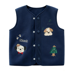 男童卡通马甲宝宝摇粒绒背心春秋季装儿童针织棉外穿背心坎肩3503