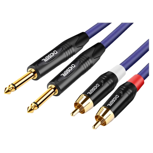 秋叶原发烧级 双6.5转双莲花音频线 大二芯双6.5转rca双莲花 2对2AV转6.35调音台功放钢琴拉杆移动音箱连接线