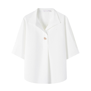 【防晒】Navigare意大利小帆船白色休闲套头衬衫女士新款宽松衬衣