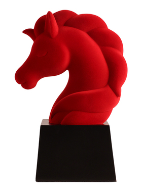 贝汉美植绒招财新中式桌面马摆件