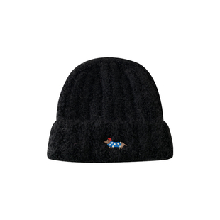 日系毛绒帽子女冬季可爱腊肠狗针织帽加厚保暖毛线帽大头围冷帽男