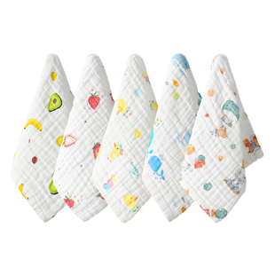 洁丽雅纱布毛巾儿童洗脸专用口水巾新生婴儿超软小方巾纯棉小毛巾