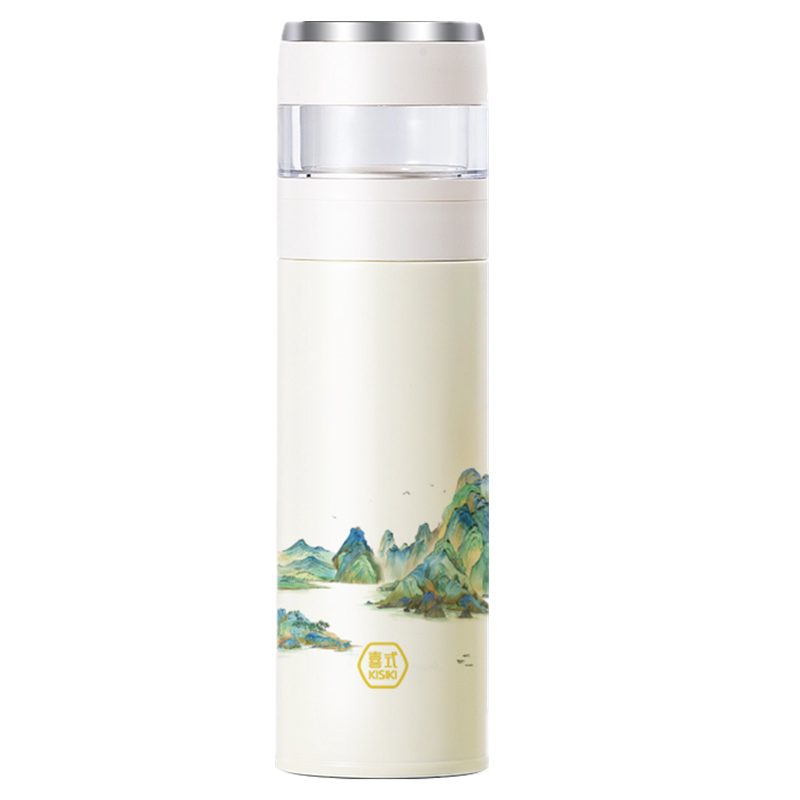 喜式陶瓷涂层内胆茶水分离保温杯