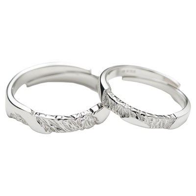 足银999情侣对戒刻字戒指一对素