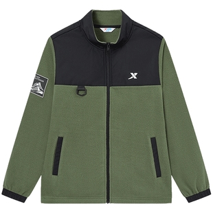 不来电|特步童装儿童冬季男童摇粒绒拼色外套女童防静电保暖外套