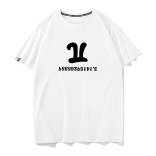 秀洛大反派恶搞数学圆周率π学生休闲短袖纯棉T恤男女宽松打底衫