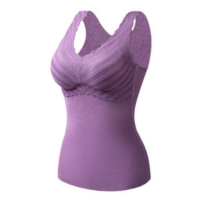 德绒保暖背心女款带胸垫内衣加绒打底衫女士无痕加厚大码秋冬上衣