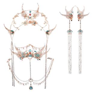 原创设计影楼汉服发饰古风唐风公主明制烧蓝发冠发夹敦煌圣母头冠