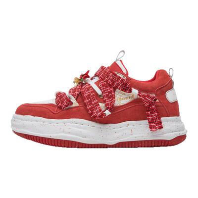 RELAXURSELF红色情侣潮面包鞋百搭隐形增高7CM溶解鞋时尚休闲板鞋