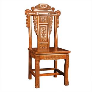 中式全实木兰亭序明清仿古雕花酒店饭店餐桌椅红木色椅子古典原木