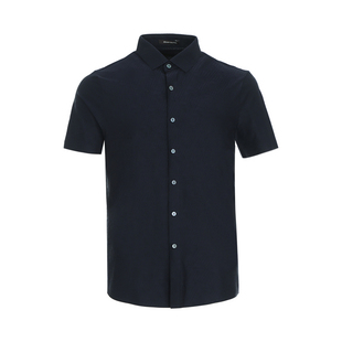 BRAUN BUFFEL/布兰施男士商务休闲衬衫短袖透气翻领开衫西服衬衣