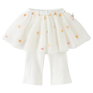 戴维贝拉女童A类裙裤儿童针织喇叭裤2026新款春装女宝宝网纱裤子