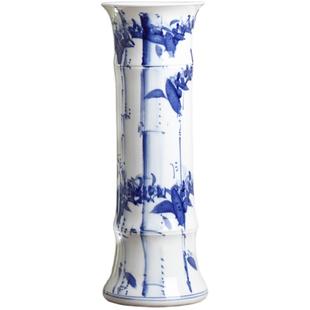 景德镇青花瓷富贵竹花瓶中式古典复古风大号花瓶客厅陶瓷摆件插花