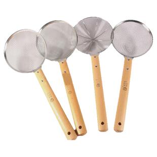 加厚木柄漏勺笊篱滤油捞面不锈钢商用粉篱捞篱厨房线漏家用筛芝麻