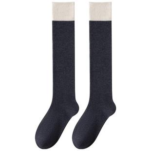 小腿袜女秋冬加绒加厚羊毛长筒袜配靴子保暖半截中筒高筒冬季长袜