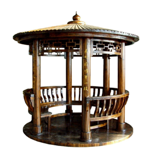 室外防腐木休闲茅草亭古建凉亭户外亭子庭院别墅花园实木中式木纹