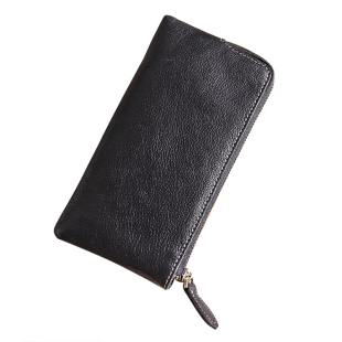 2026钱包男真皮质感长款拉链皮夹手机包纯色简约男士手拿包潮卡包