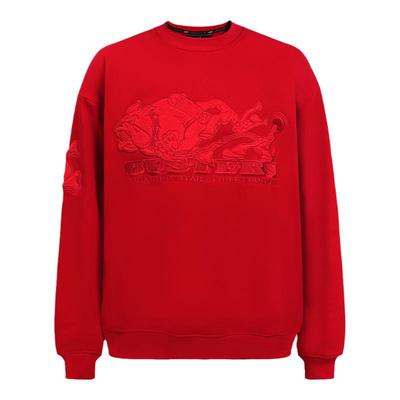 美式休闲小领口卫衣万针刺绣