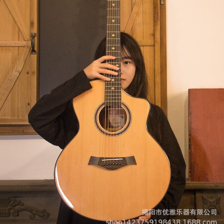 guitarist民谣吉他云杉单板吉他初学者木男女生用吉它亮光
