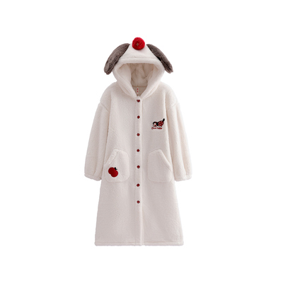 芬腾睡袍女秋冬季新款珊瑚绒睡衣