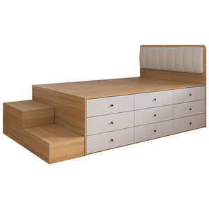 小户型高箱床抽屉床收纳储物床榻榻米带脚踏单人储物床省空间半高