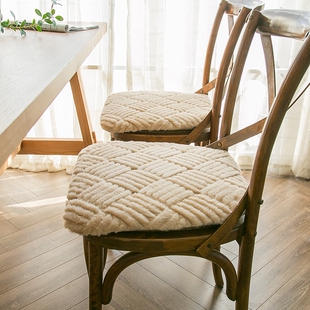 凳子坐垫冬天温暖加厚长毛绒椅子垫餐椅垫马蹄形方形防滑现代简约