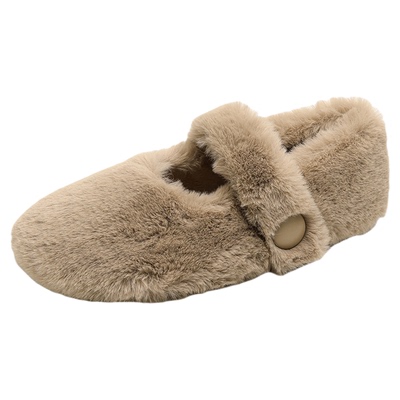 毛绒玛丽珍鞋女一字带保暖毛毛鞋