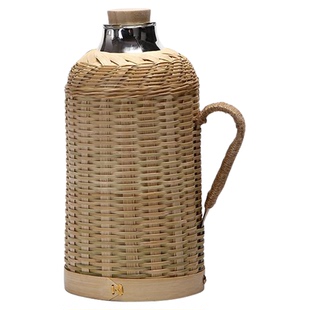 热水瓶竹编家用暖瓶传统复古大容量宿舍玻璃内胆开水瓶暖水保温壶