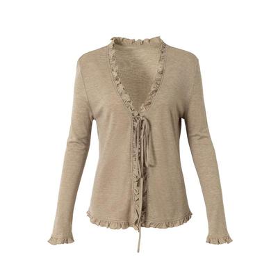 天丝绵羊毛双层木耳边系带开衫