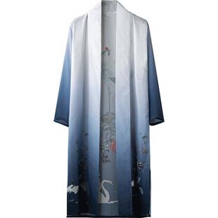 秋季薄款秀禾服中国风汉服大氅中式防晒开衫男复古道袍中长款披风
