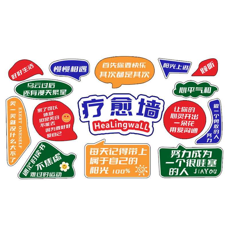 心理咨询室挂图布置心灵驿站辅导班文化墙面励志标语装饰贴纸画