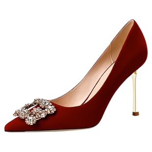 红色婚鞋女2025新款秋冬秀禾婚纱两穿不累脚高级感新娘结婚高跟鞋