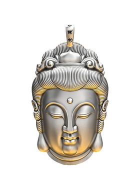 新款藏银佛头吊坠项链男潮如来佛挂坠复古保平安佛像观音女守护神