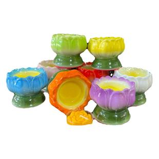 陶瓷莲花烛台4小时酥油灯座8小时底座家用蜡烛台佛前供佛灯架灯盏