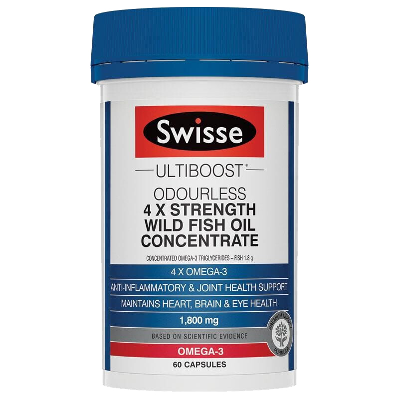 Swisse斯维诗4倍浓缩深海野生鱼油软胶囊60粒四倍omega3高含量DHA