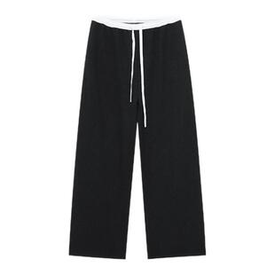 木岸muan亚马逊白边裤定制百搭长裤宽松休闲裤女CQ-MJ-F8386