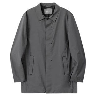 JSSD HOMME 暗门襟中长款风衣男春秋季男士翻领风衣商务外套男款