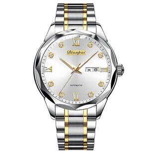 无电池正宗全自动真机械表瑞士名牌双日历游丝手表男士夜光蝴蝶扣