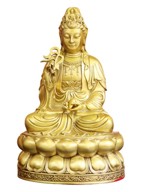 黄铜柳枝观世音菩萨佛堂供奉摆件