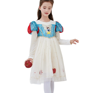 迪士尼女童连衣裙儿童秋冬装新款裙子白雪公主裙中大童洋气童装
