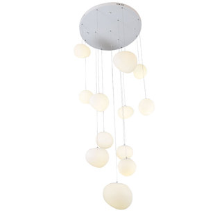 复式楼大吊灯客厅 别墅跃层挑高楼梯长吊灯 loft简约奶油风鹅卵石