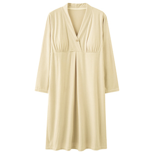 高级感带胸垫月子服夏季睡裙女春秋天莫代尔孕妇哺乳长袖连衣裙子