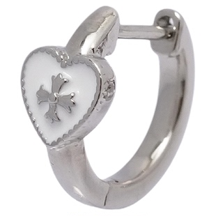 2025银色免摘取十字军花复古感别针式样耳骨钉/十字花/爱心锆石女