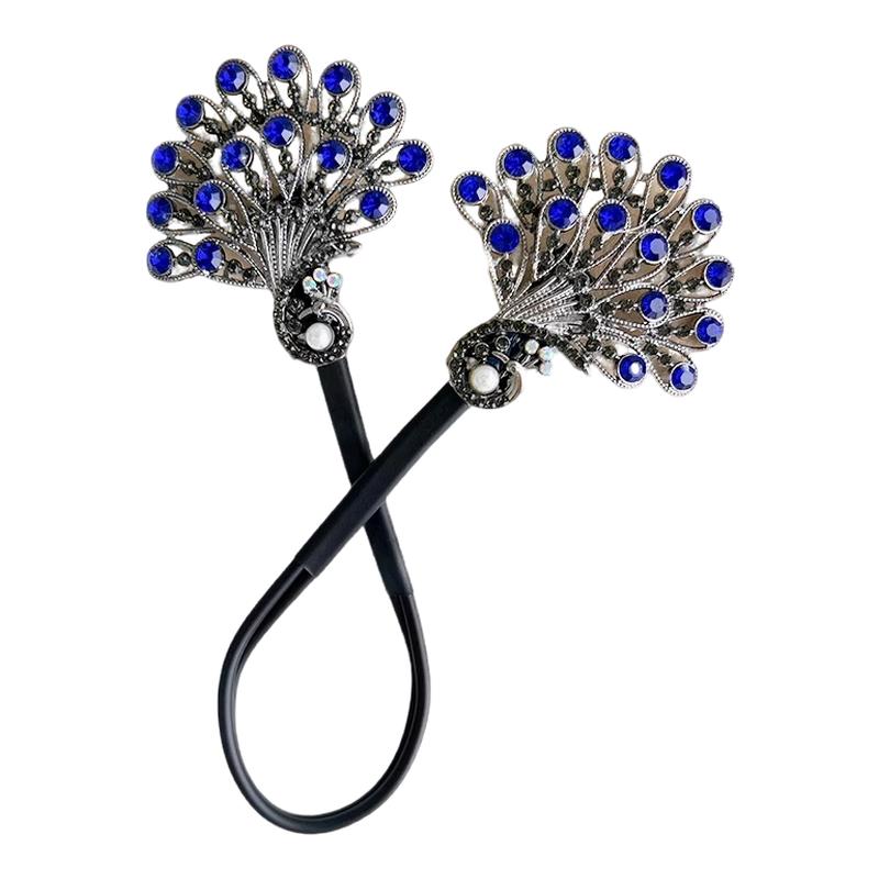 丸子头孔雀开屏盘发器2025新款高端后脑勺扭扭夹子羽毛发夹头饰女