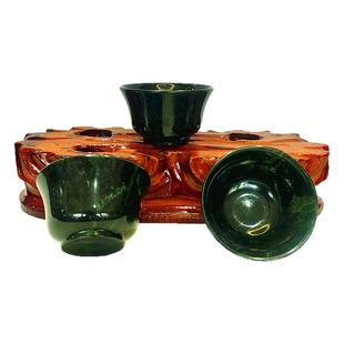 静云轩夜光杯武山鸳鸯玉天水特产敦煌旅游纪念品天然墨玉加厚茶杯