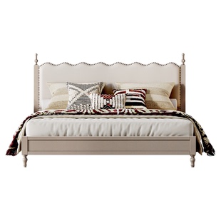 轻奢全实木床美式主卧1米8双人现代简约家用1米5小户型储物空间床