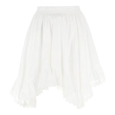 wanatry白色蕾丝花边不对称半裙